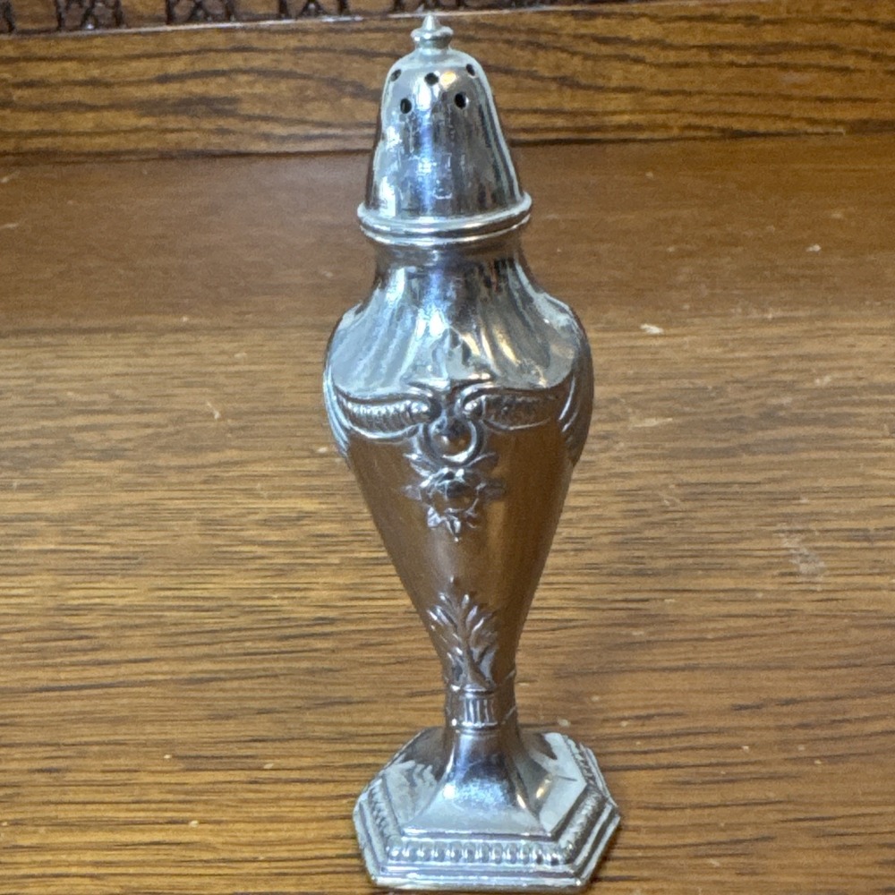 Vintage Takahashi Salt Shaker Made in Occupied Japan Ornate Silverplate 4.5"